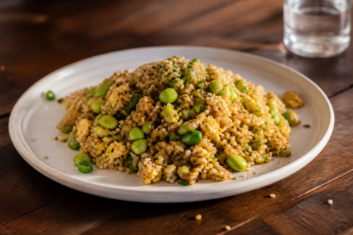 Edamame & egg fried brown rice