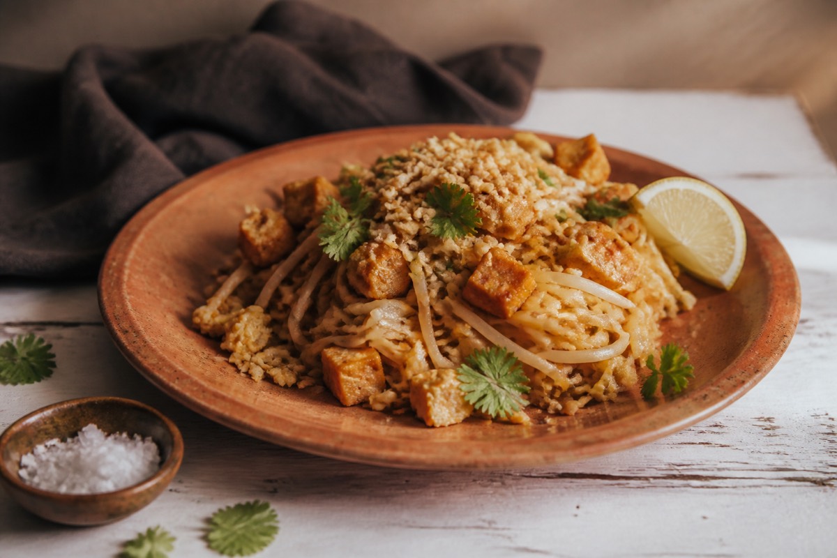 Tofu pad Thai with extra peanuts