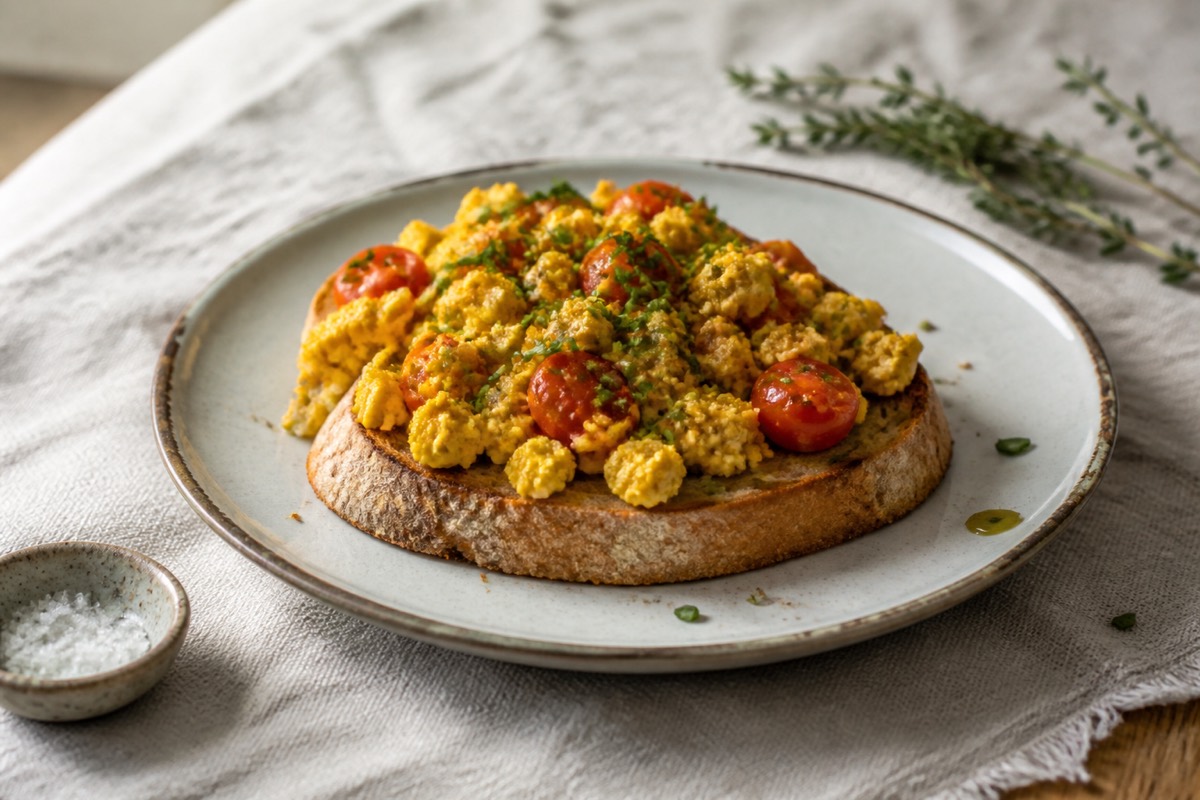 Turmeric tofu scramble on sourdough
