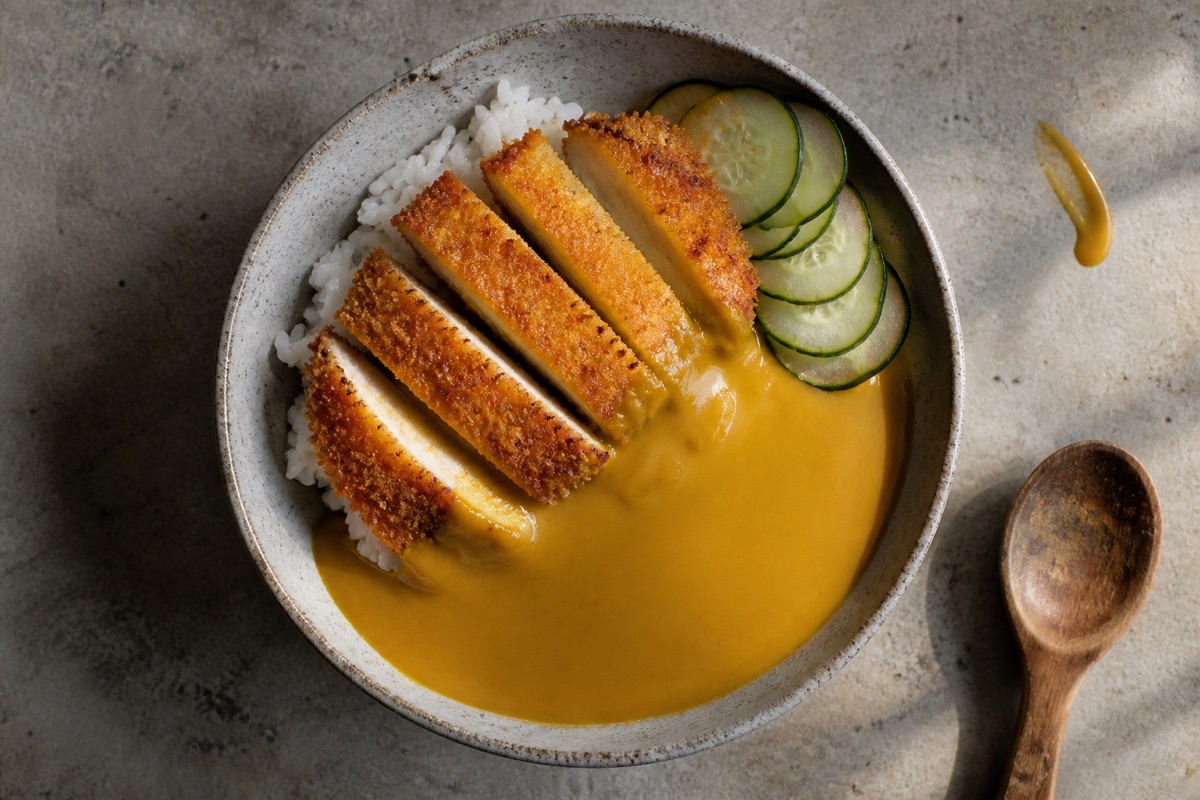 Baked tofu katsu curry
