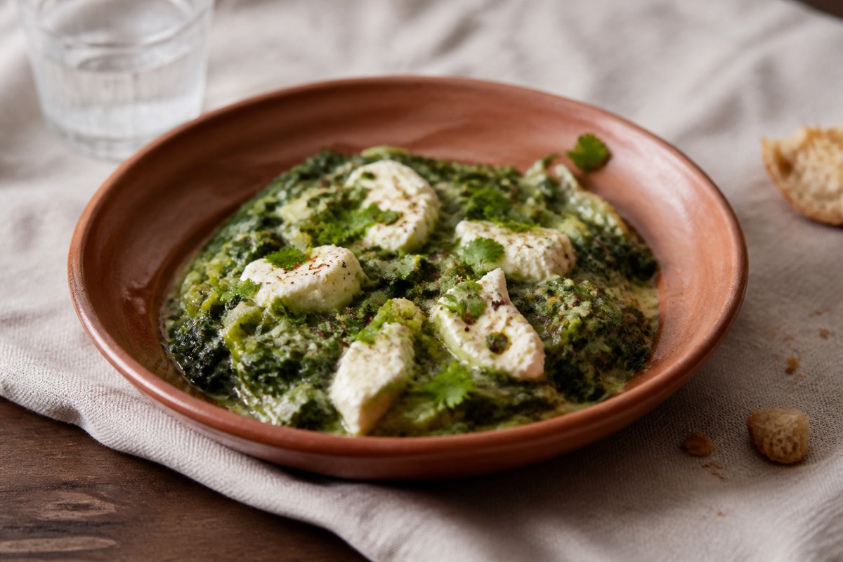 Green shakshuka with silken tofu