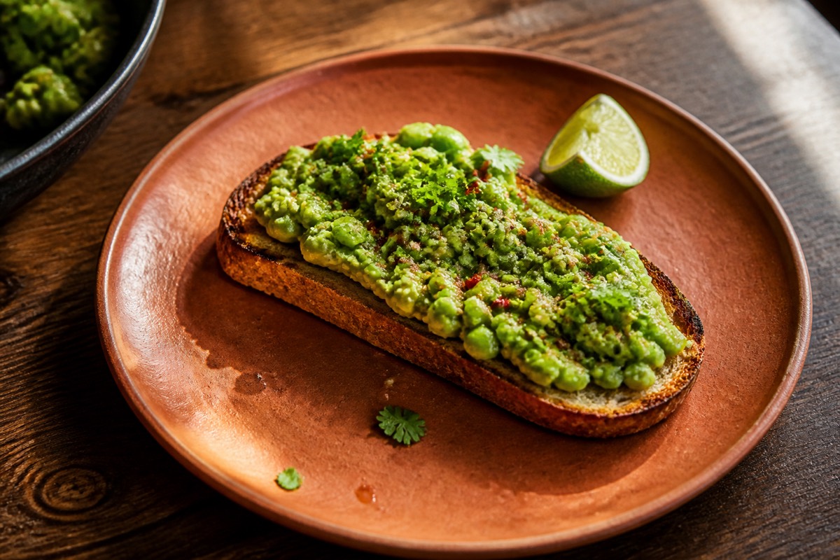 Smashed edamame & avocado toast