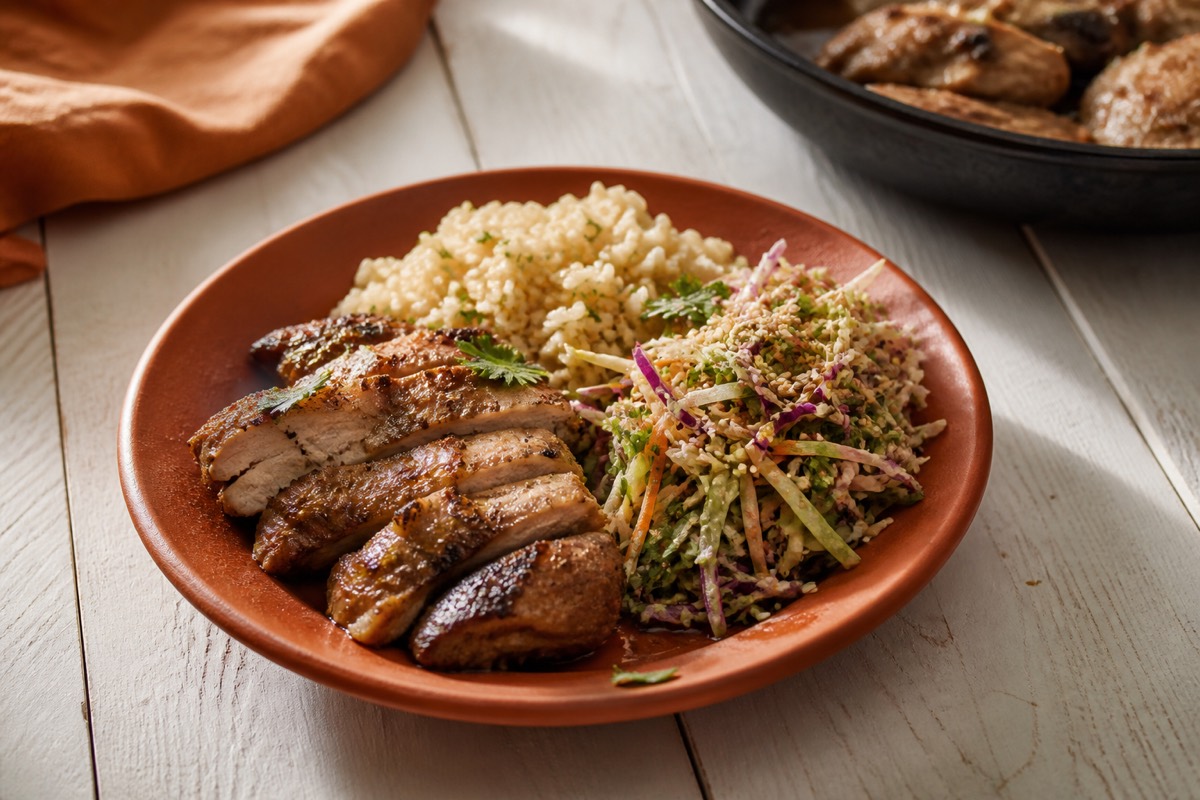 Miso chicken with crunchy sesame slaw