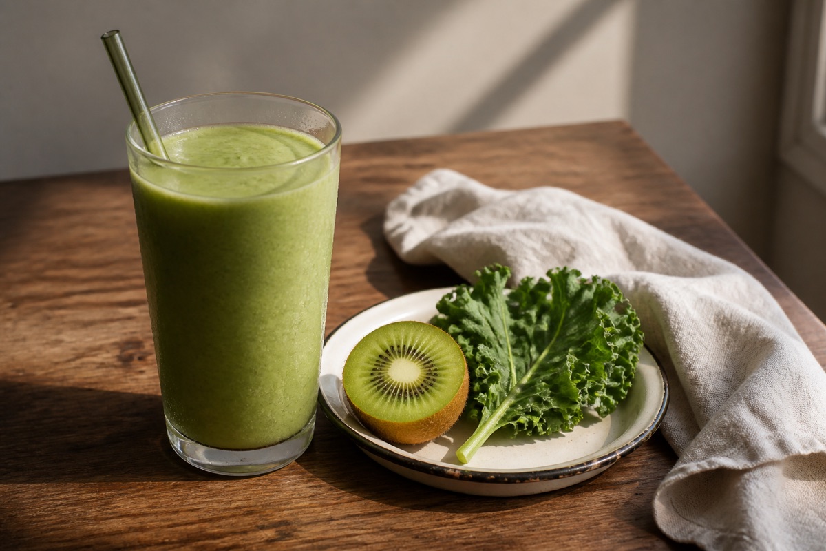 Kale, kiwi & yogurt green smoothie