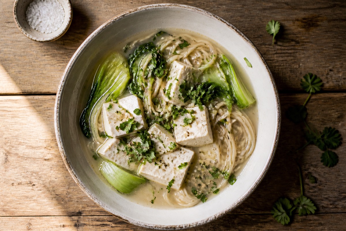 Calcium tofu & sesame noodle soup