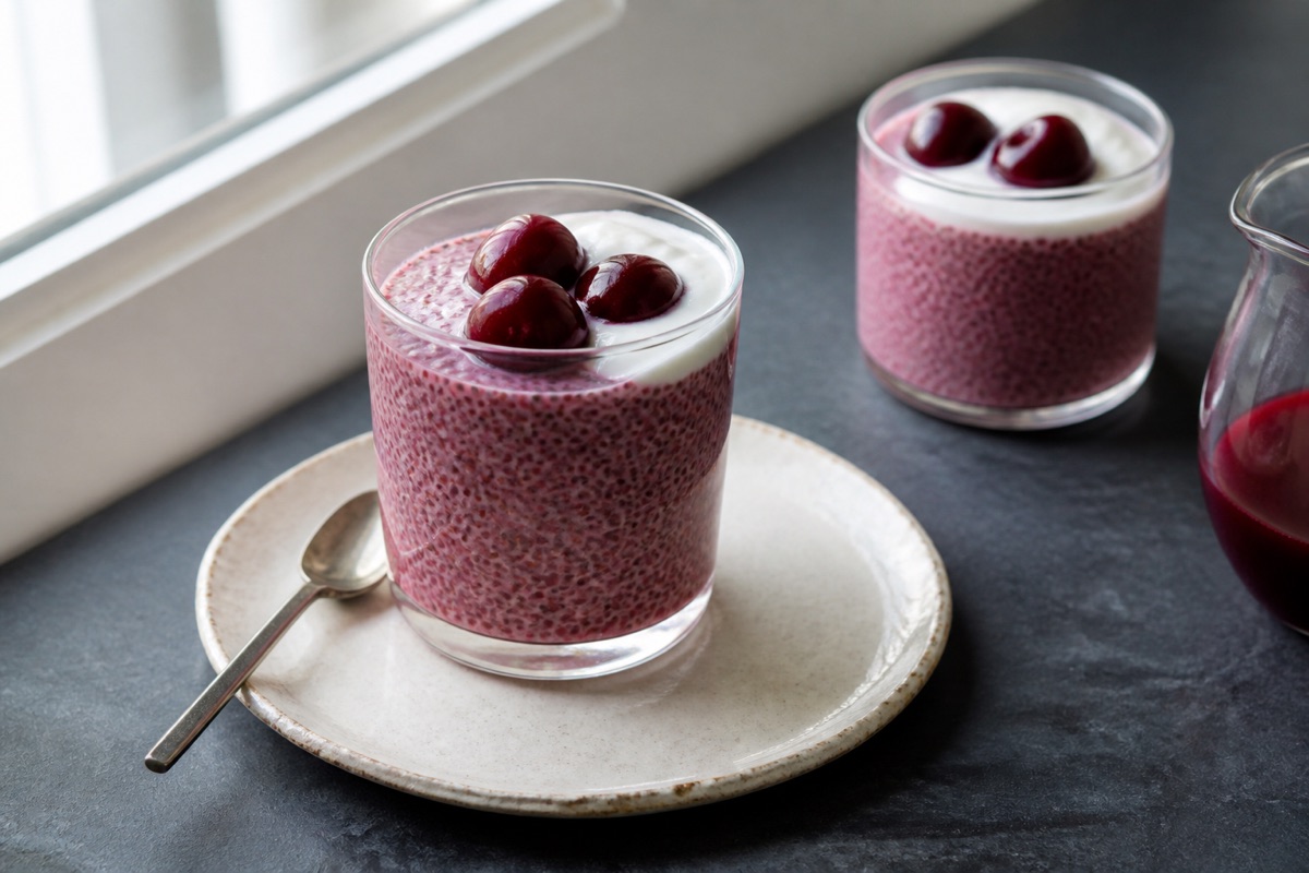 Tart cherry & vanilla chia pudding