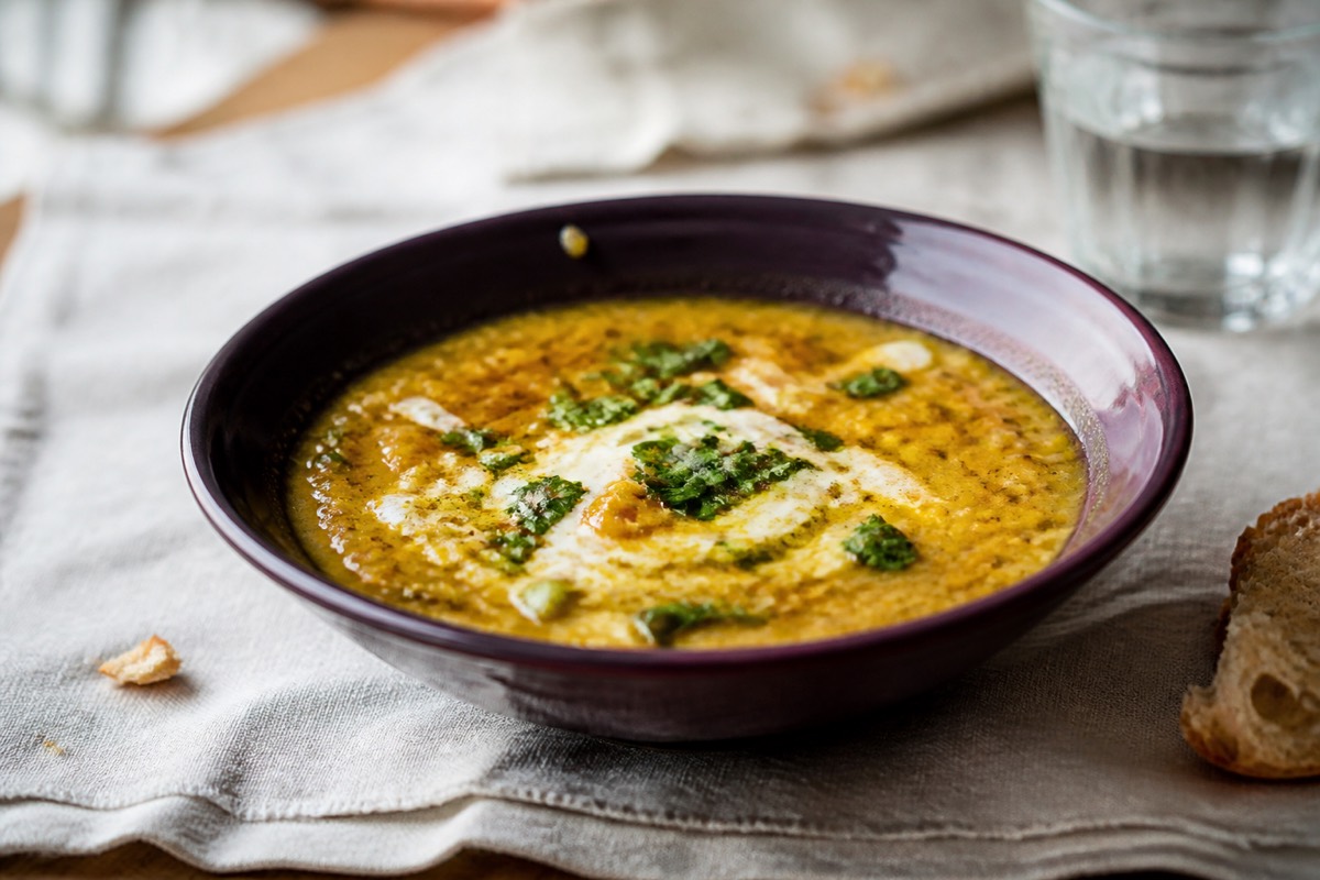 Yellow dal with kefir tarka