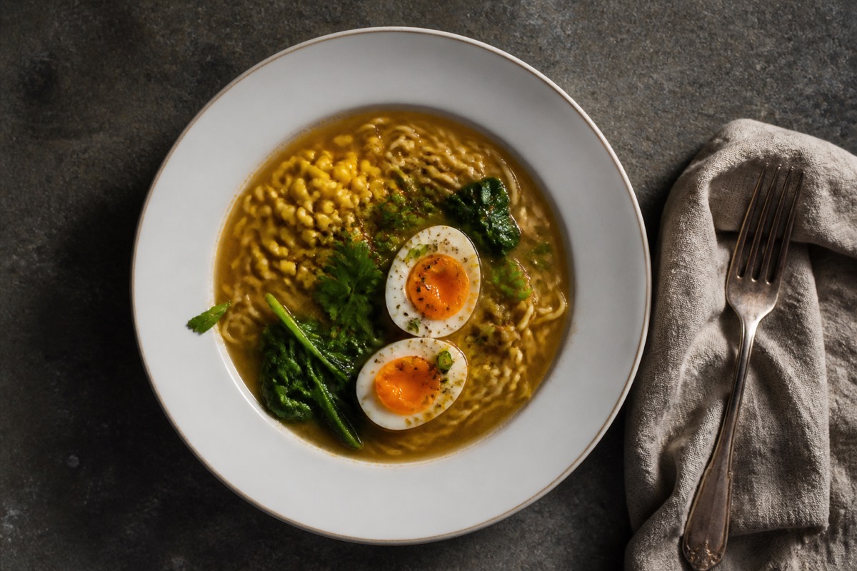 Cheat's miso ramen with jammy egg