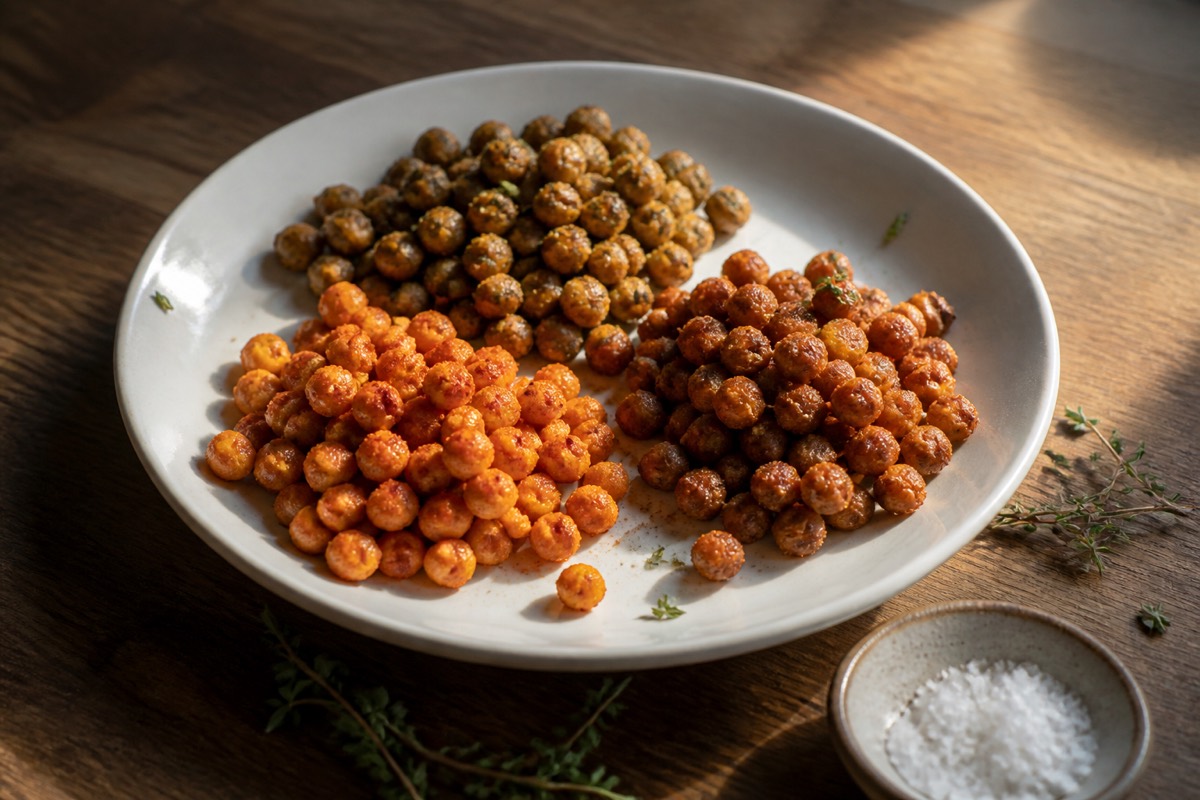 Smoky roasted chickpeas three ways