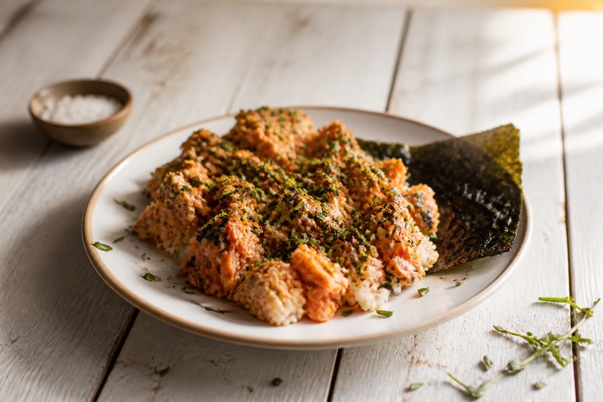 Family salmon sushi bake