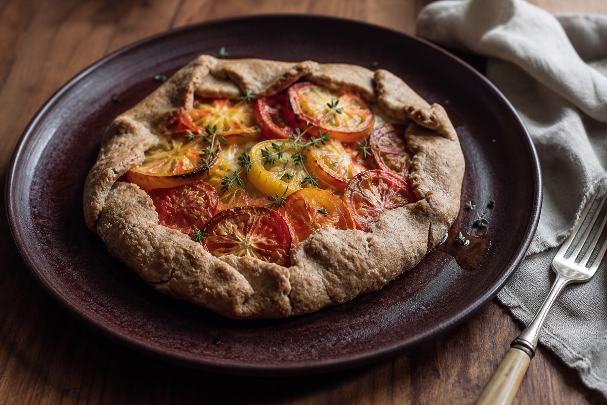 Tomato & white bean galette with rough pastry