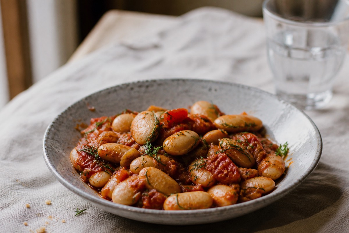 Greek baked butter beans with tomatoes & dill
