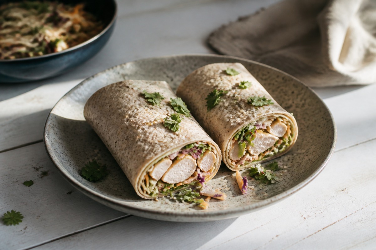 Picnic chicken & sesame slaw wraps