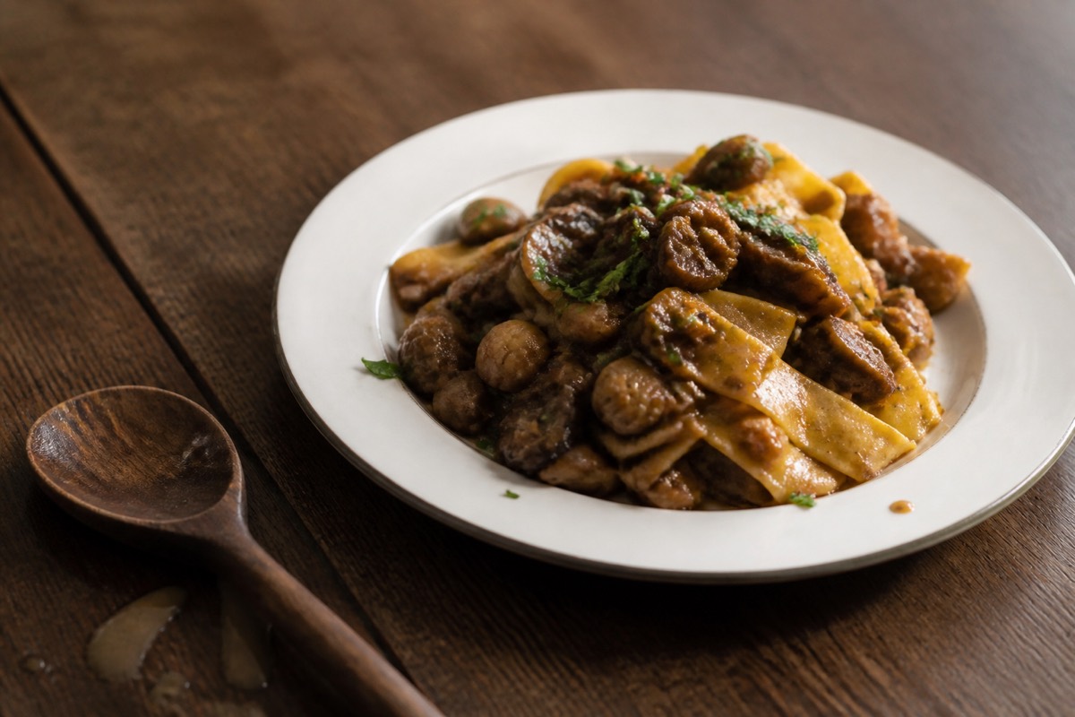 Mushroom & chestnut ragu with pappardelle