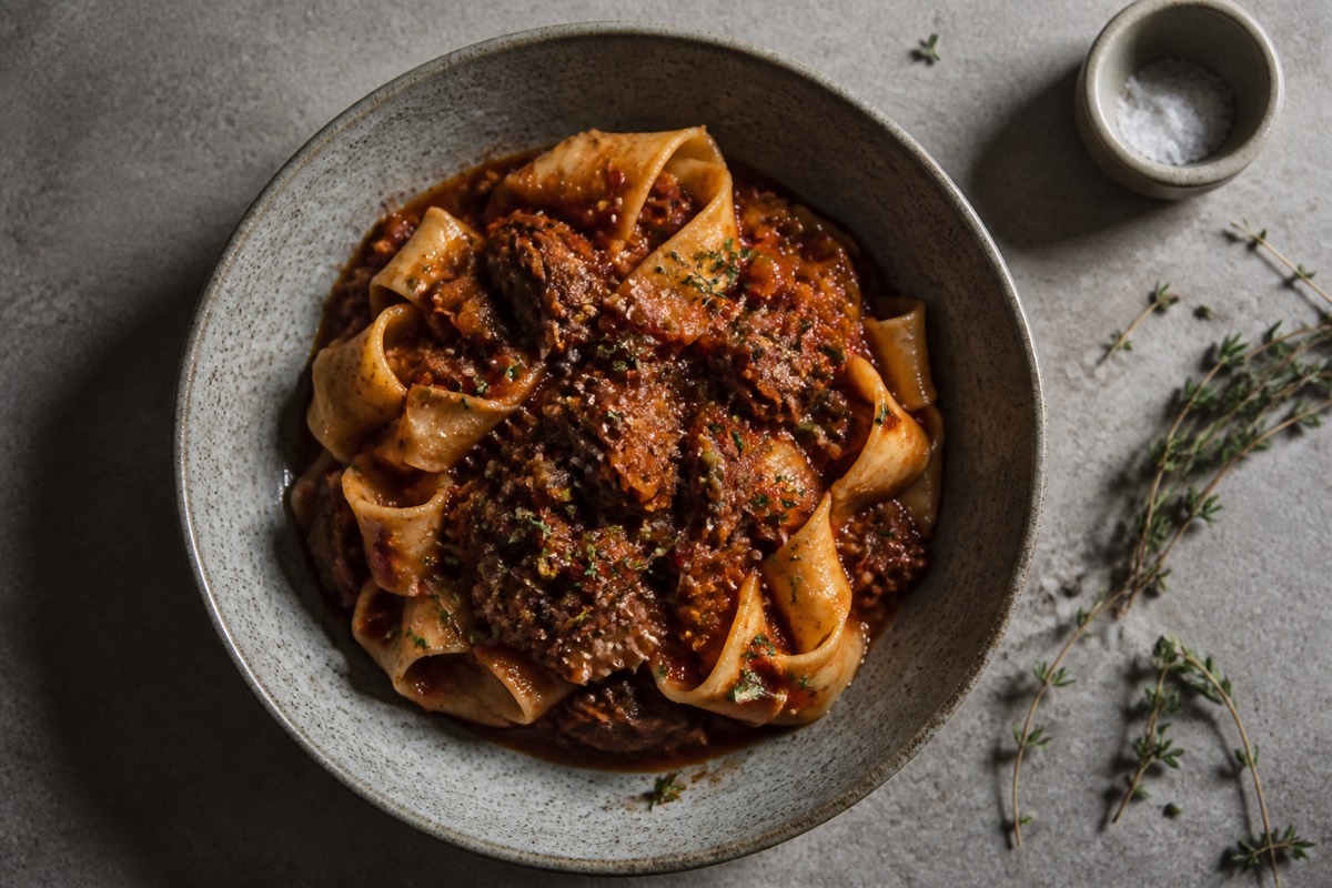 Slow beef short rib ragu with pappardelle