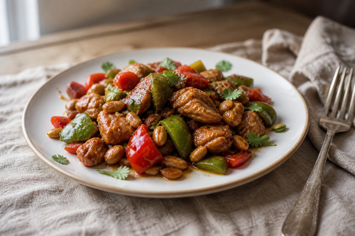 Kung pao-style chicken with peanuts