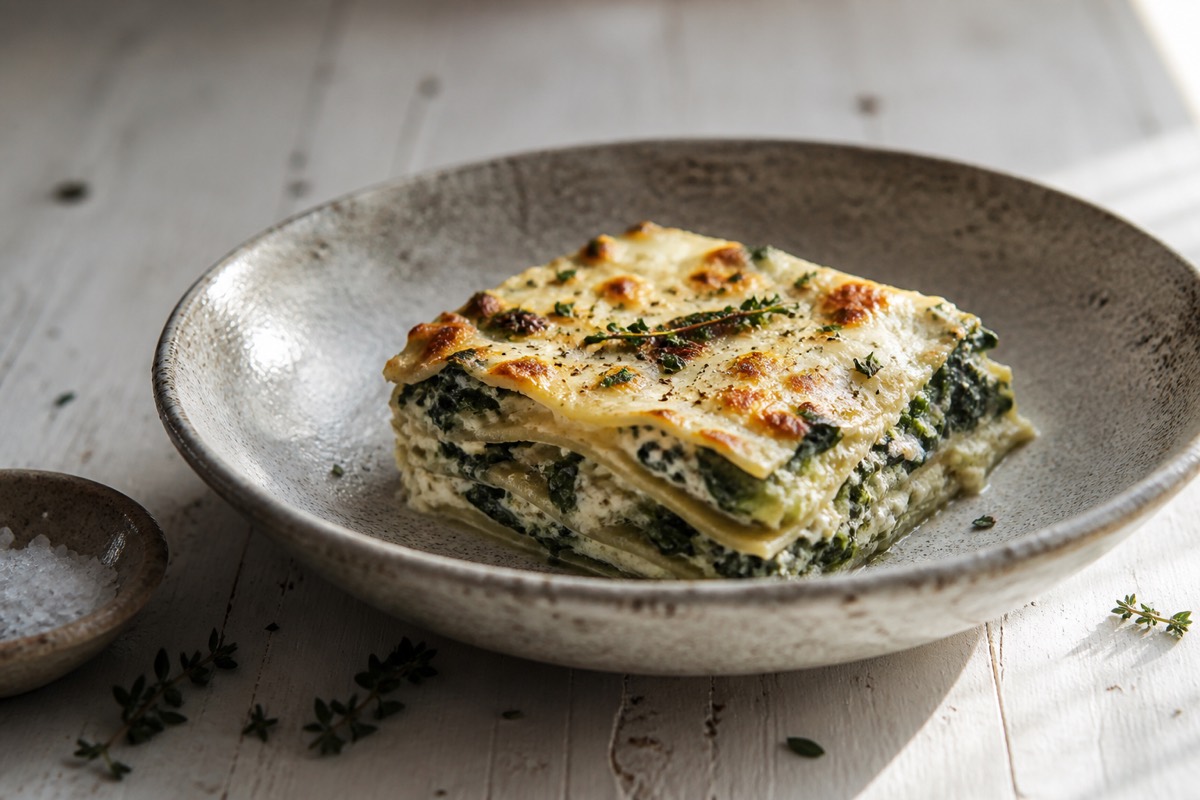 Greens & ricotta white lasagne
