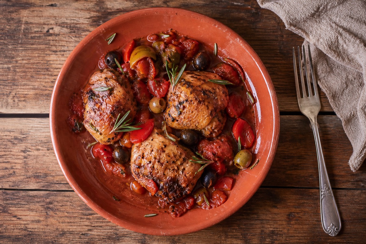 Chicken cacciatore with olives & rosemary
