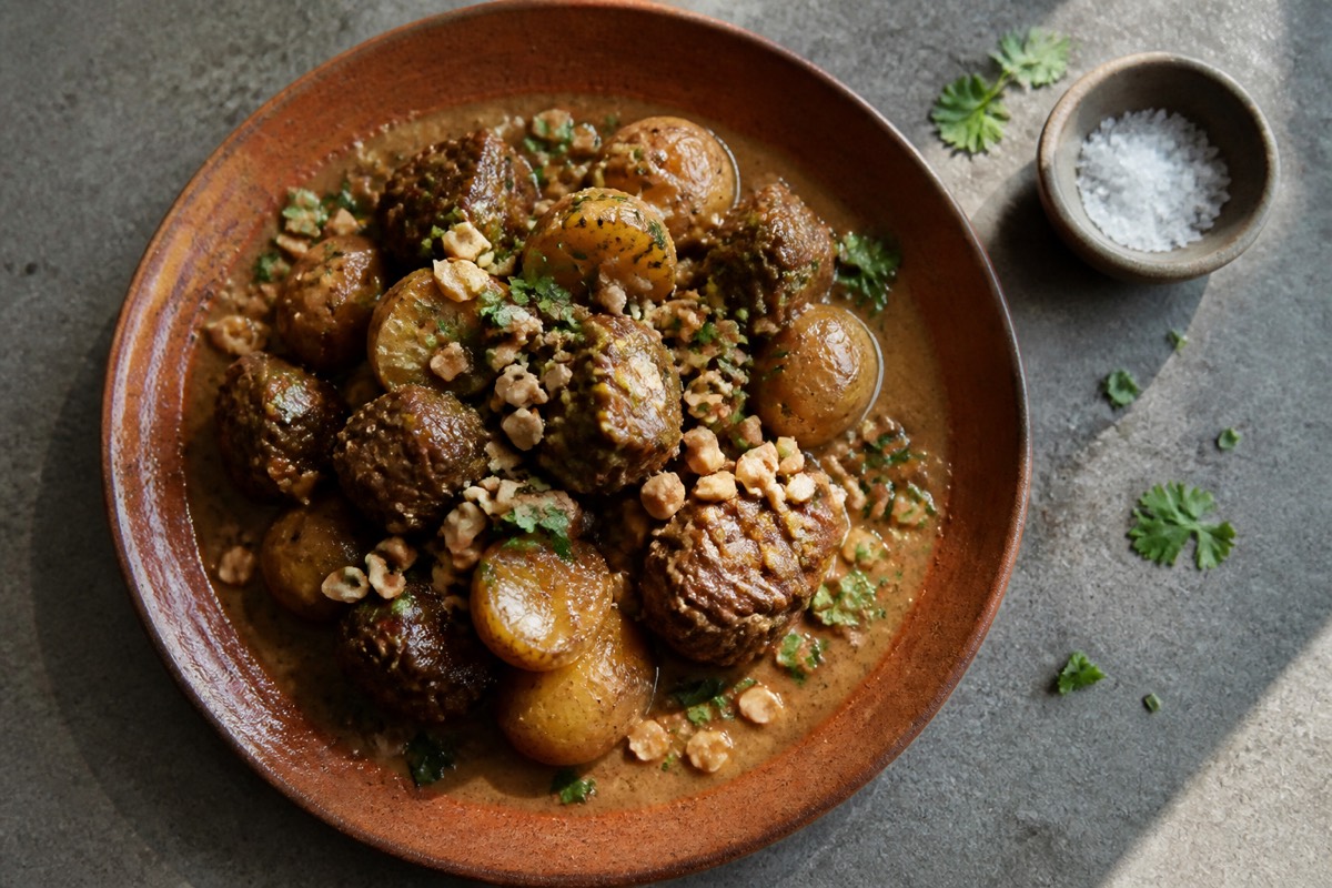 Lighter beef massaman with new potatoes