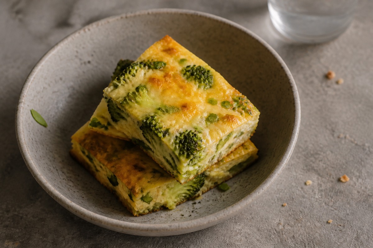 Crustless broccoli & cheddar quiche slices