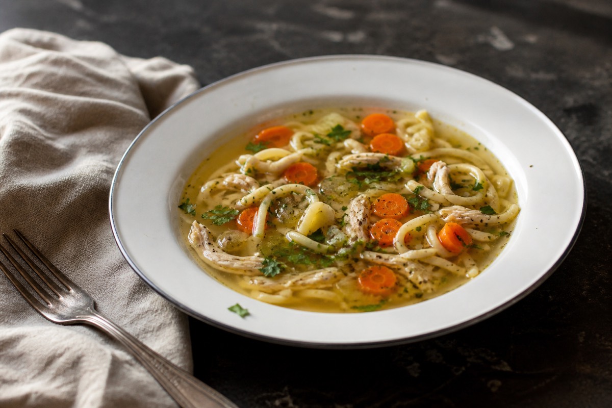 Proper chicken noodle soup for the flask