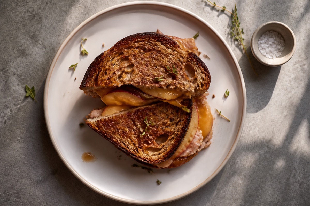 Turkey, apple & cheddar melt on rye