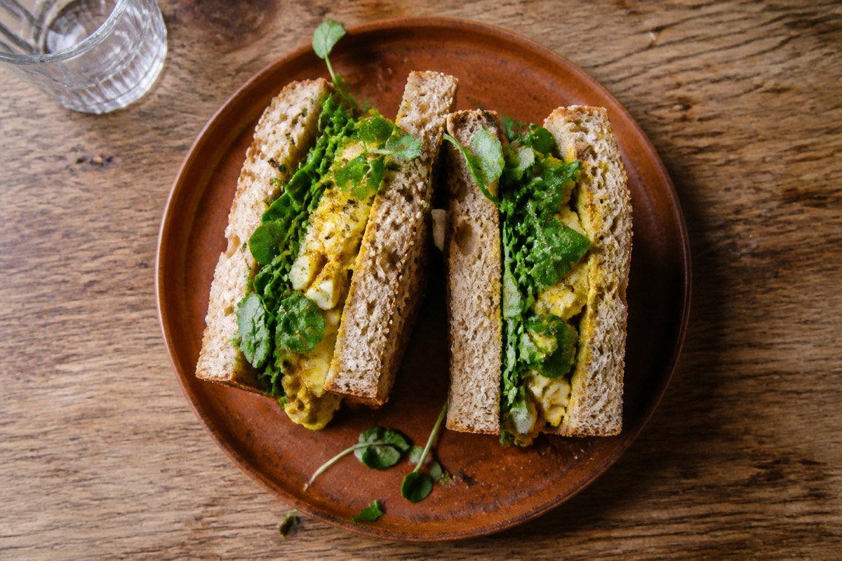 Curried egg & watercress sandwiches