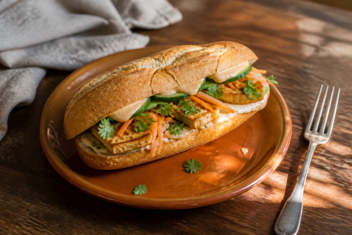 Banh mi-style tofu baguette