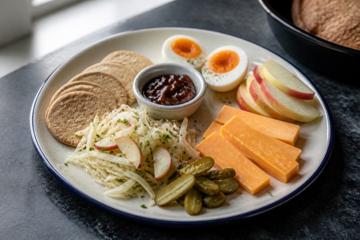 Modern ploughman's board for two