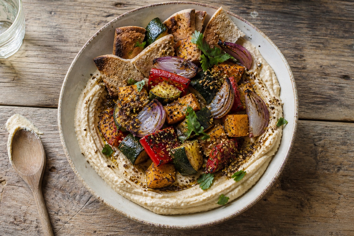 Roast veg & hummus bowls with za'atar