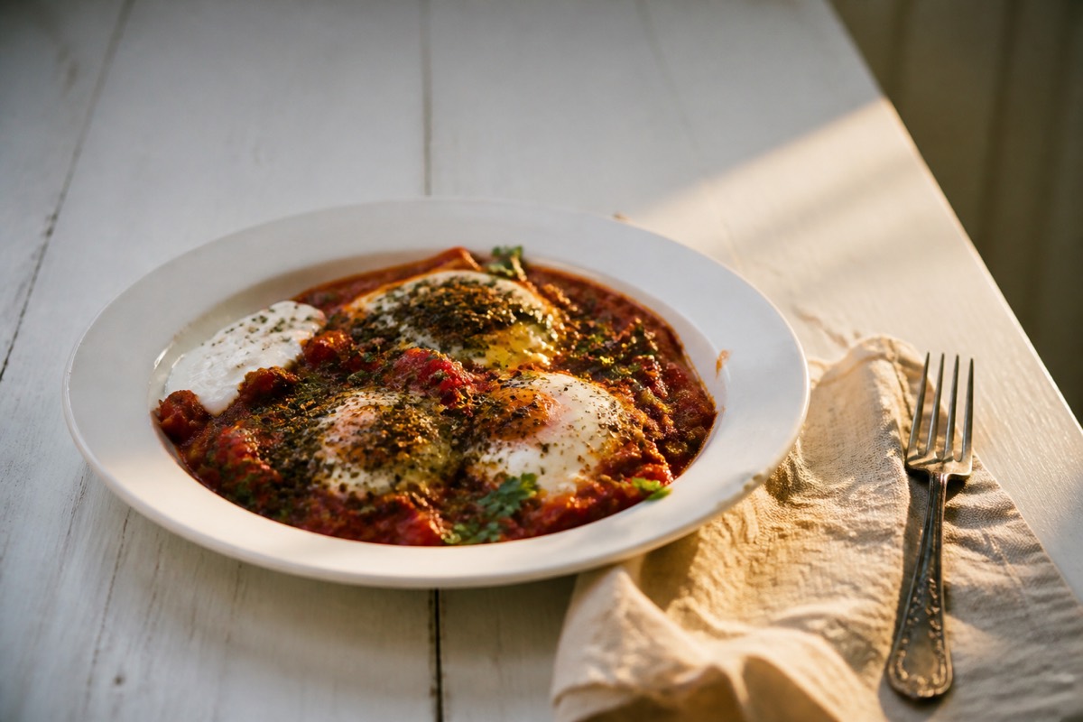 Weekend red shakshuka with za'atar