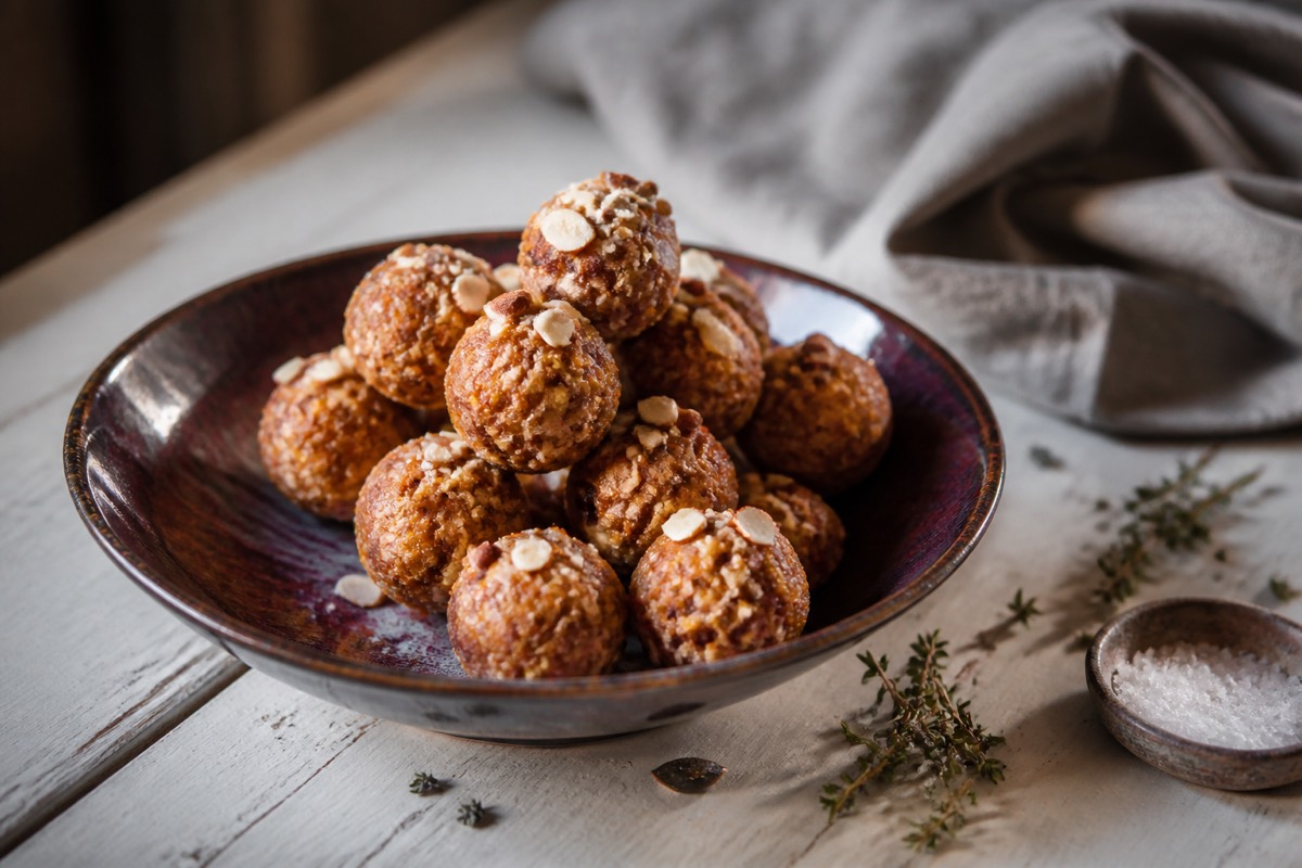 Simnel-spiced apricot & almond energy balls