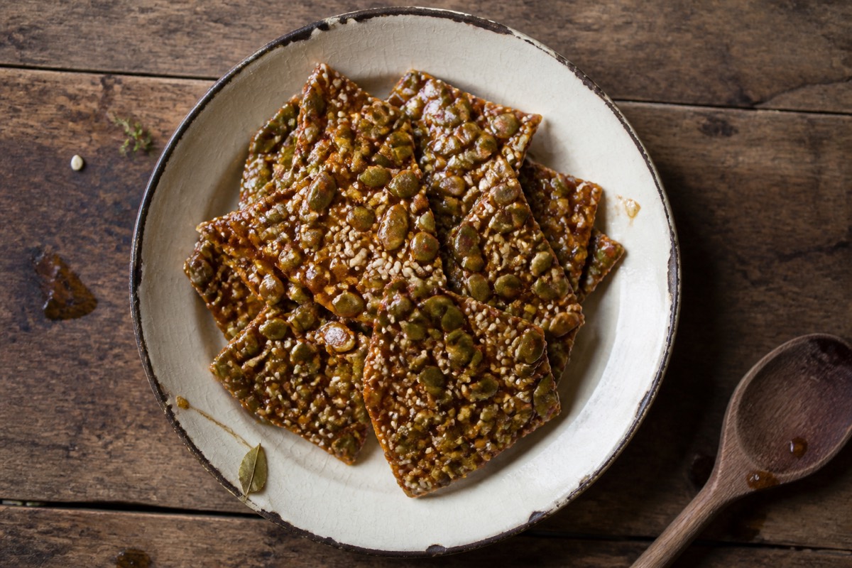 Halloween pumpkin seed & sesame brittle